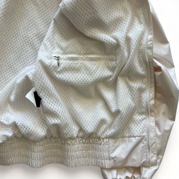 Vintage 80s Alpine Design Lined Windbreaker Nylon Zip Jacket Pink White Purple M - Picture 8 of 14